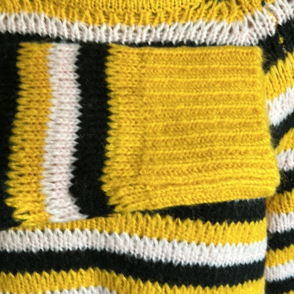 Lovers + Friends black gold pink stripe crew neck open knit sweater - Picture 3 of 16